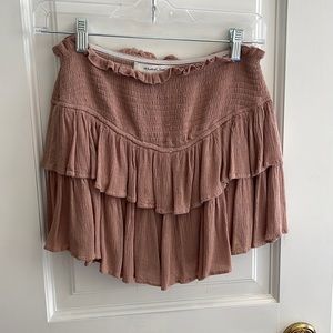 Smocked Waist Ruffed Pink skirt